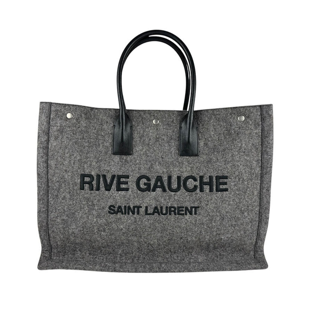Saint Laurent Handbag RIVE GAUCHE Felt Leather Gray Black